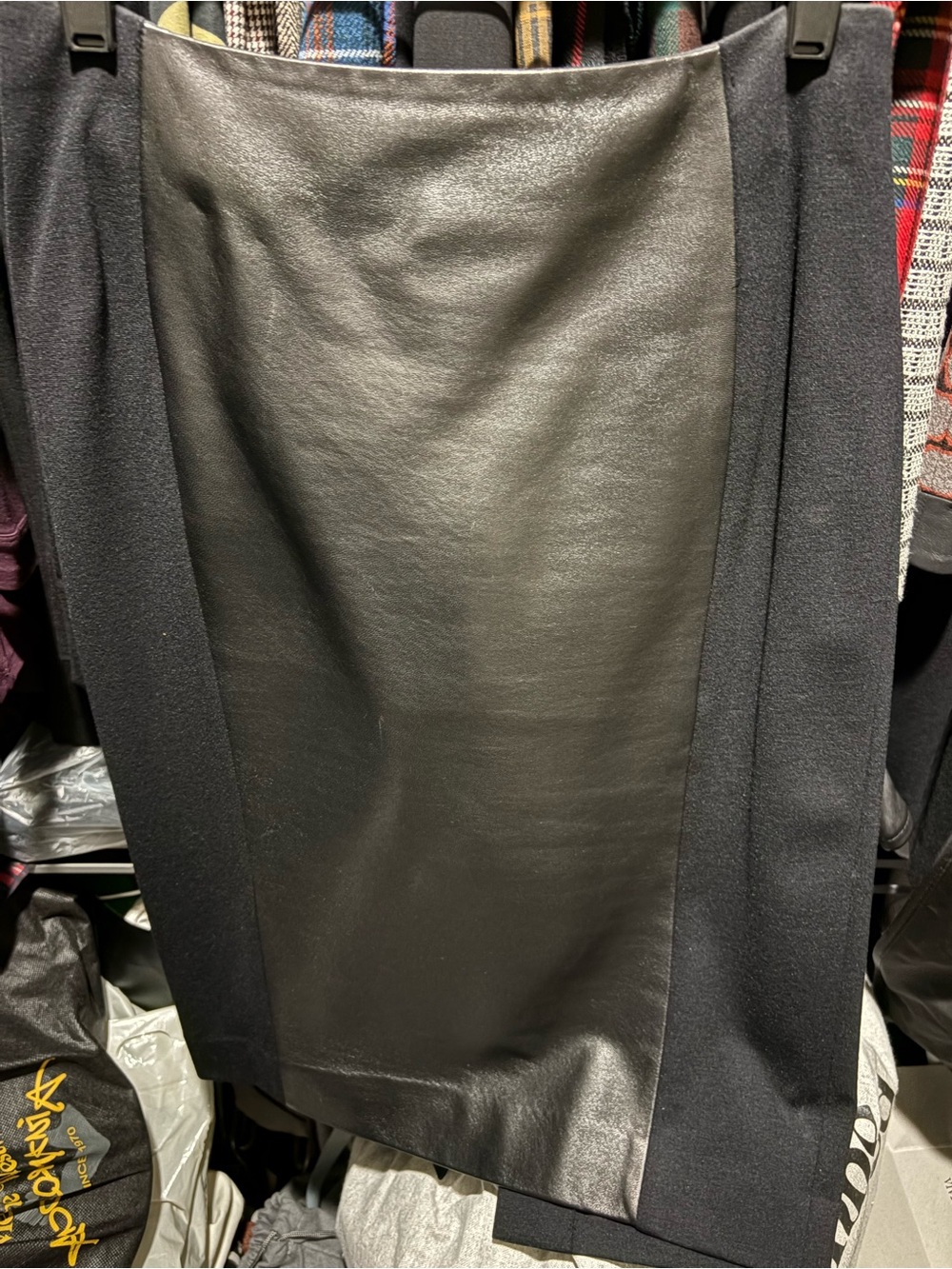 Classiques Entier Black Leather-Panel Pencil Skirt